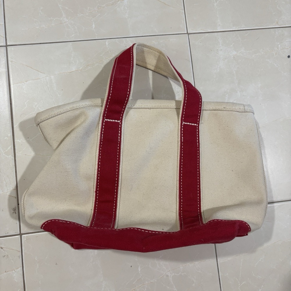Vintage Lands End Mini Tote Bag Canvas Boat Red Strap Bean Key Clip 90s Y2K